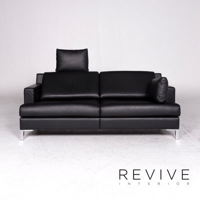 de Sede DS 740 Designer Leder Sofa Schwarz Zweisitzer Couch #9509