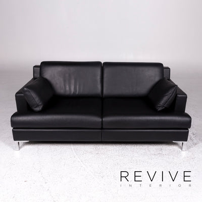 de Sede DS 740 Designer Leder Sofa Schwarz Zweisitzer Couch #9509
