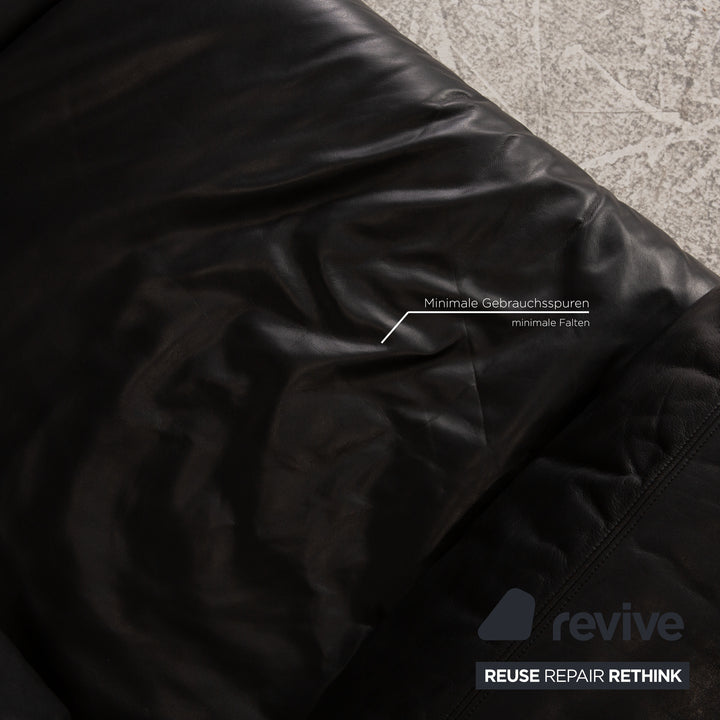 de Sede DS 76 Leder Sofa Garnitur Schwarz Zweisitzer Schlaffunktion Couch