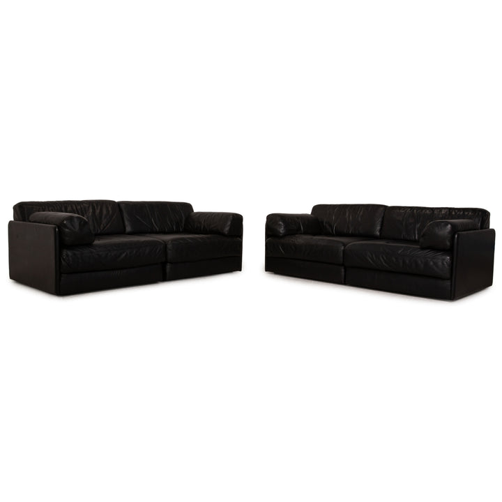 de Sede DS 76 Leder Sofa Garnitur Schwarz Zweisitzer Schlaffunktion Couch