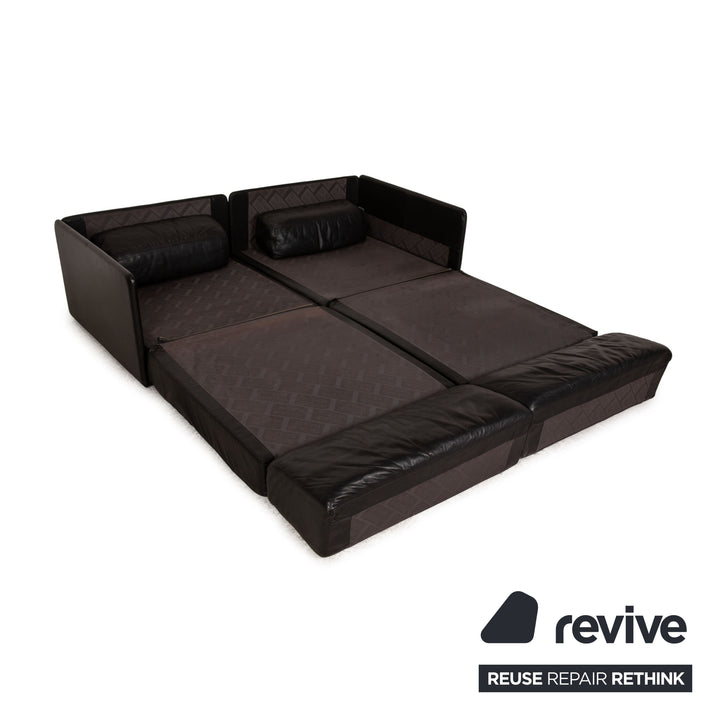 de Sede DS 76 Leder Sofa Garnitur Schwarz Zweisitzer Schlaffunktion Couch