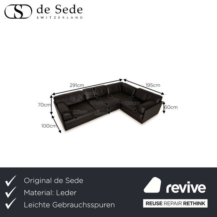 de Sede DS 76 Leder Sofa Schwarz Ecksofa Couch