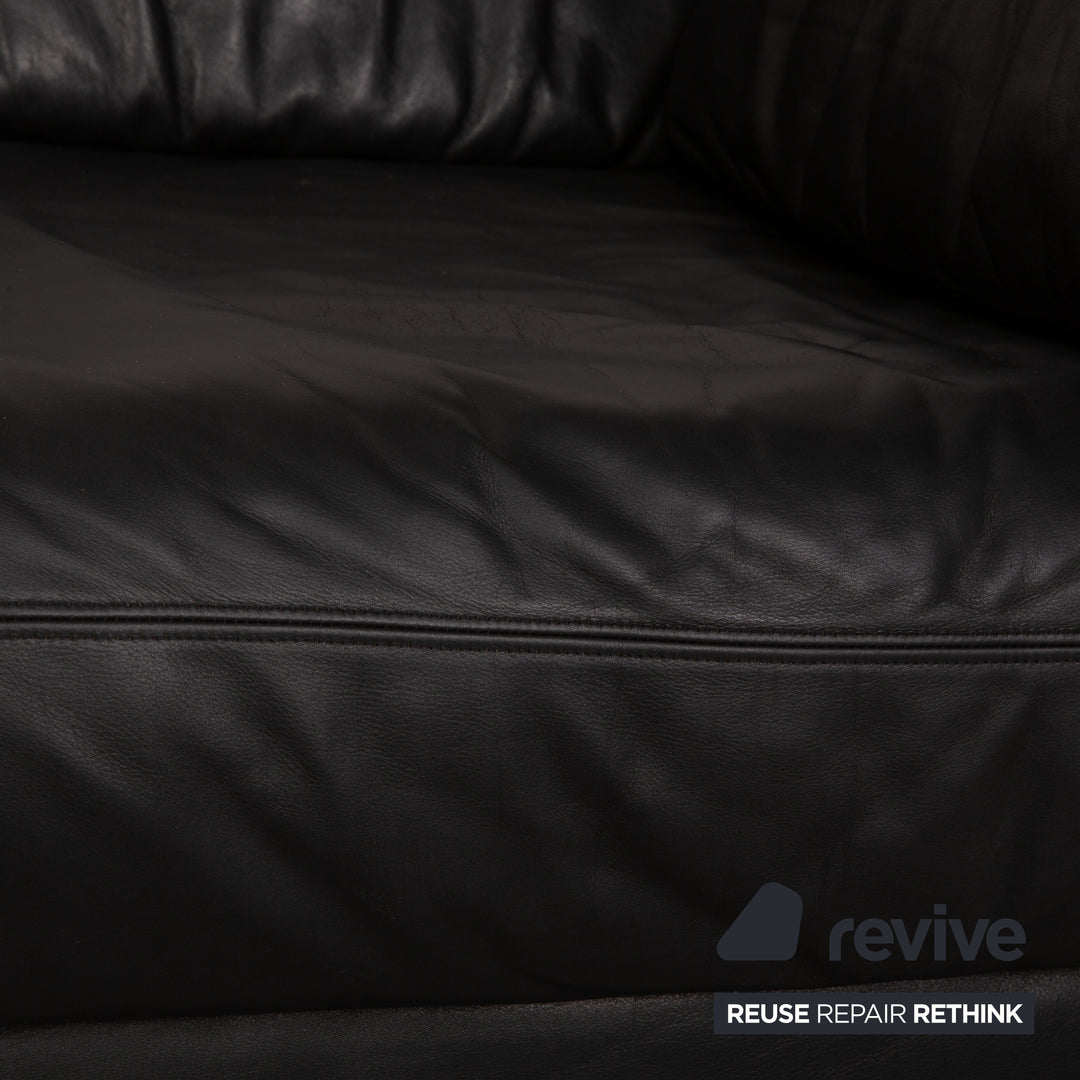 de Sede DS 76 Zweisitzer Leder Sofa Schwarz Schlaffunktion Couch