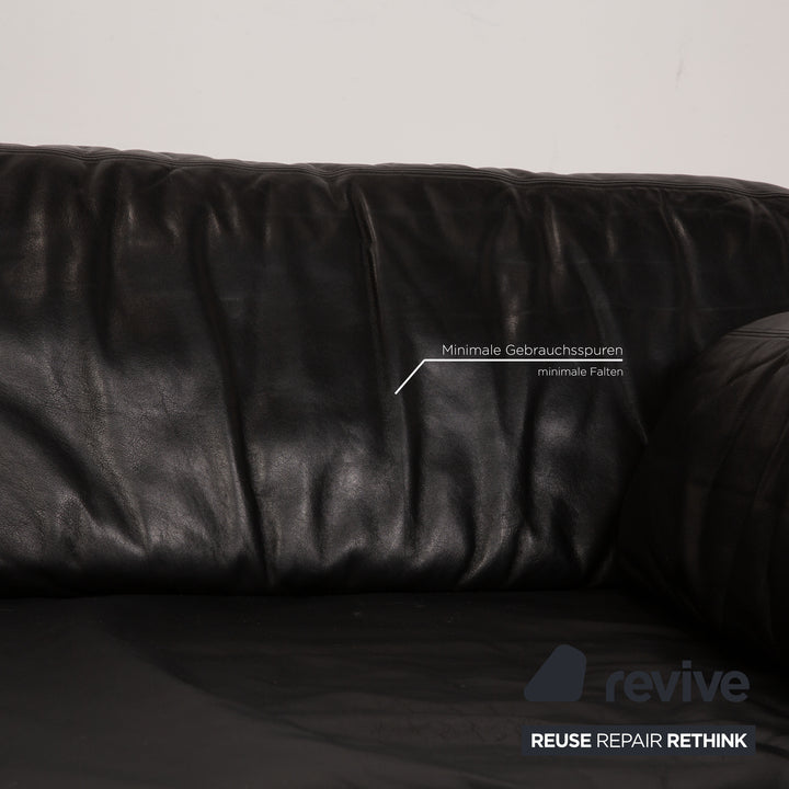 de Sede DS 76 Zweisitzer Leder Sofa Schwarz Schlaffunktion Couch