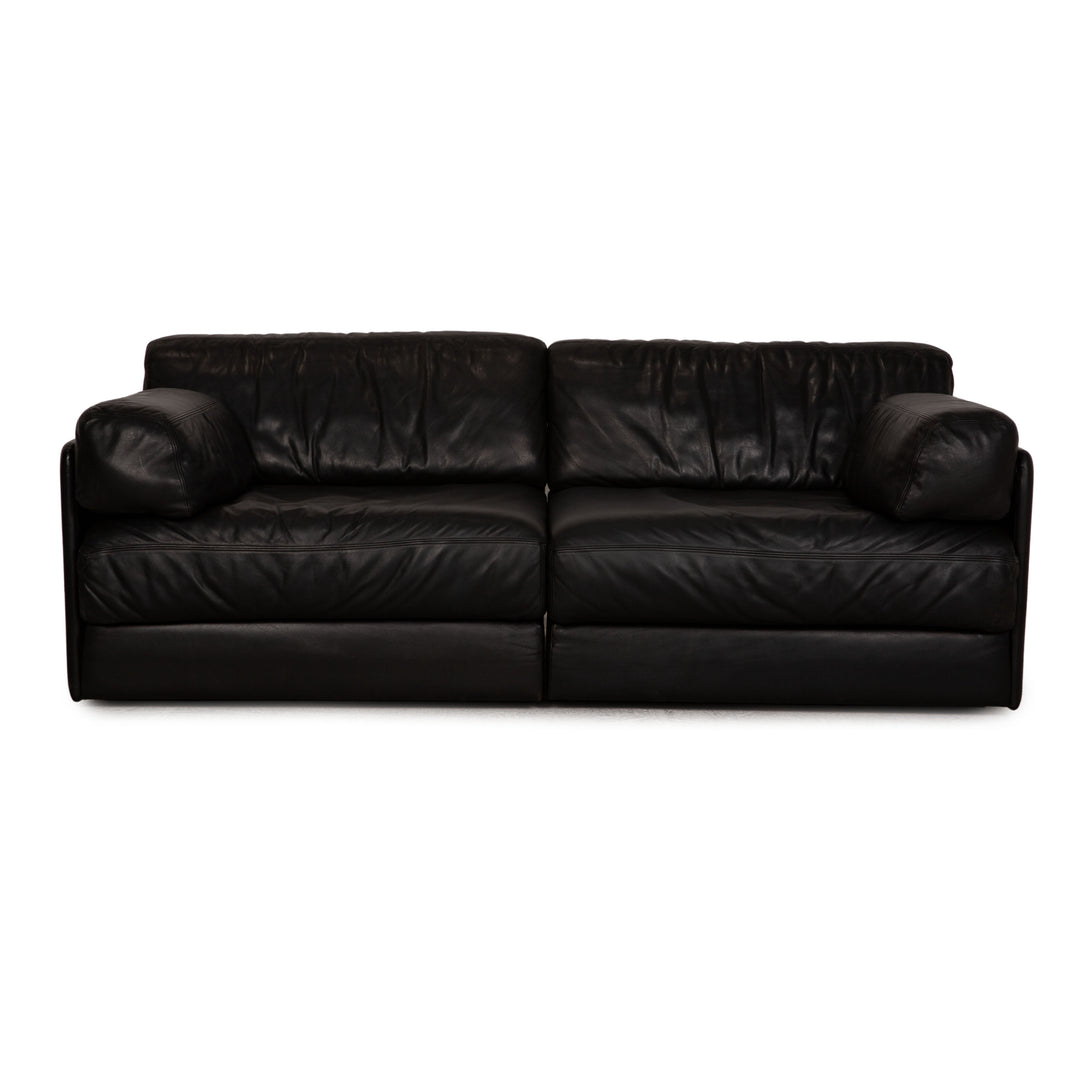 de Sede DS 76 Zweisitzer Leder Sofa Schwarz Schlaffunktion Couch