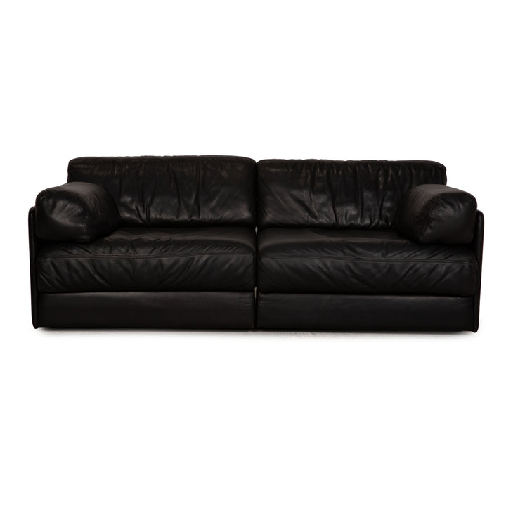 de Sede DS 76 Zweisitzer Leder Sofa Schwarz Schlaffunktion Couch