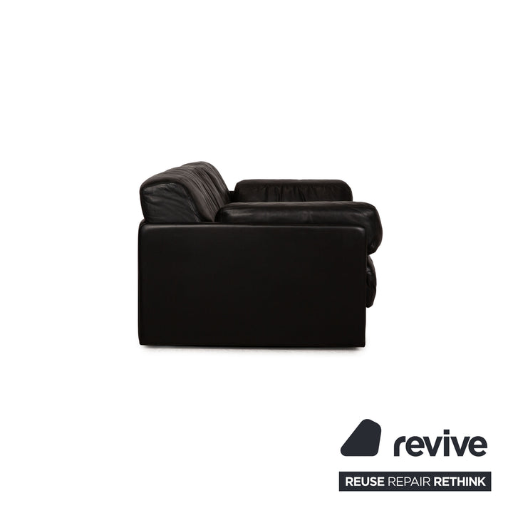 de Sede DS 76 Zweisitzer Leder Sofa Schwarz Schlaffunktion Couch