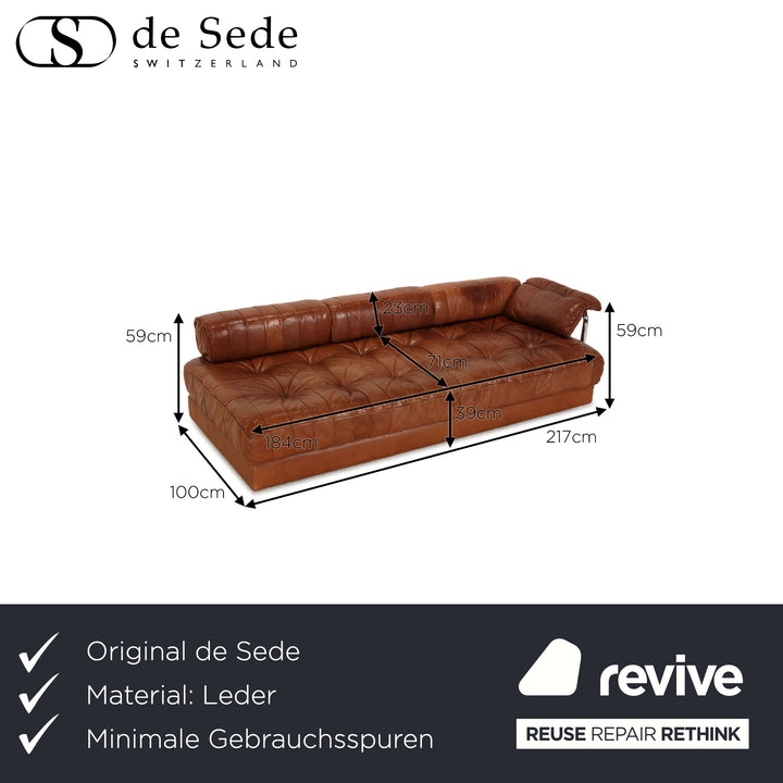 de Sede DS 80 Daybed Vintage Leder Sofa Braun Dreisitzer Couch