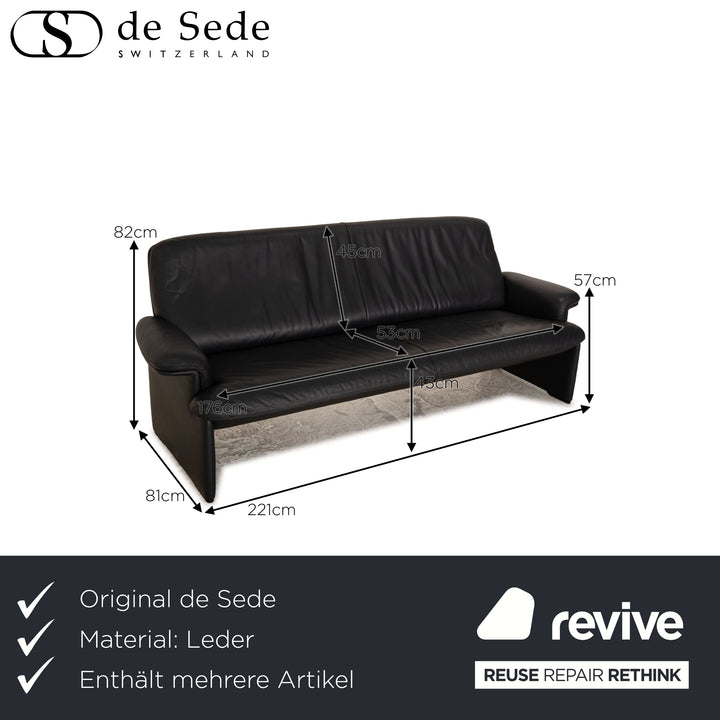 de Sede DS 81 Leder Sofa Garnitur Blau Dreisitzer Zweisitzer Sofa Couch