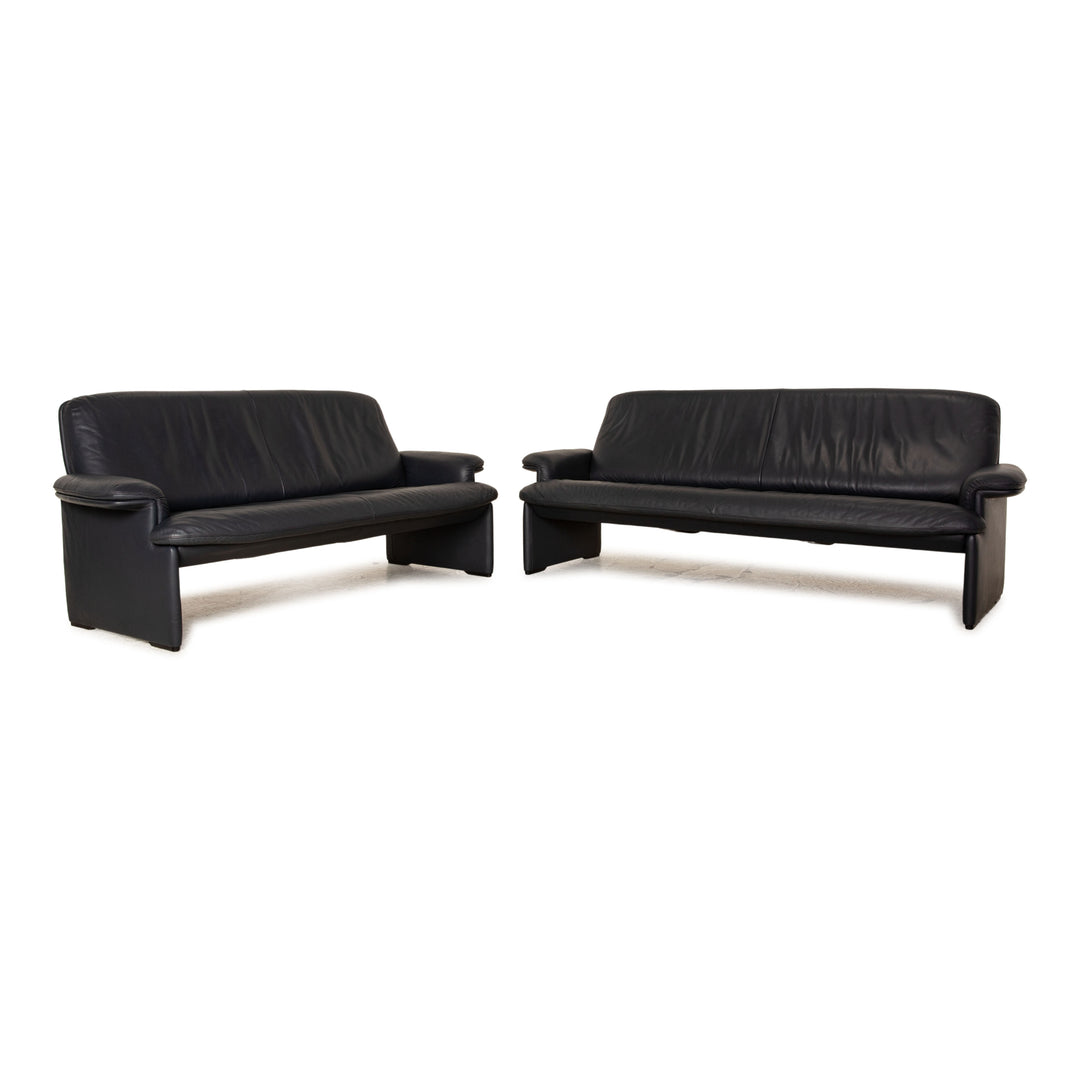 de Sede DS 81 Leder Sofa Garnitur Blau Dreisitzer Zweisitzer Sofa Couch