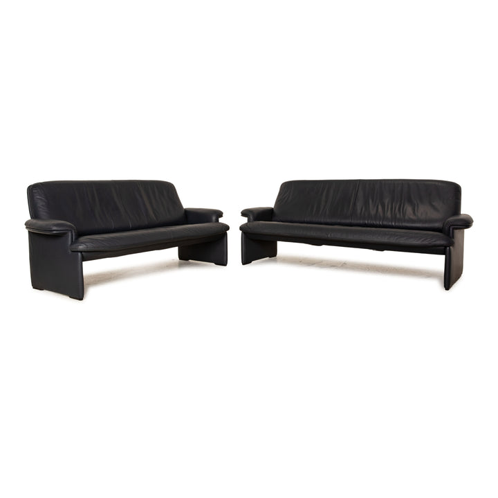 de Sede DS 81 Leder Sofa Garnitur Blau Dreisitzer Zweisitzer Sofa Couch