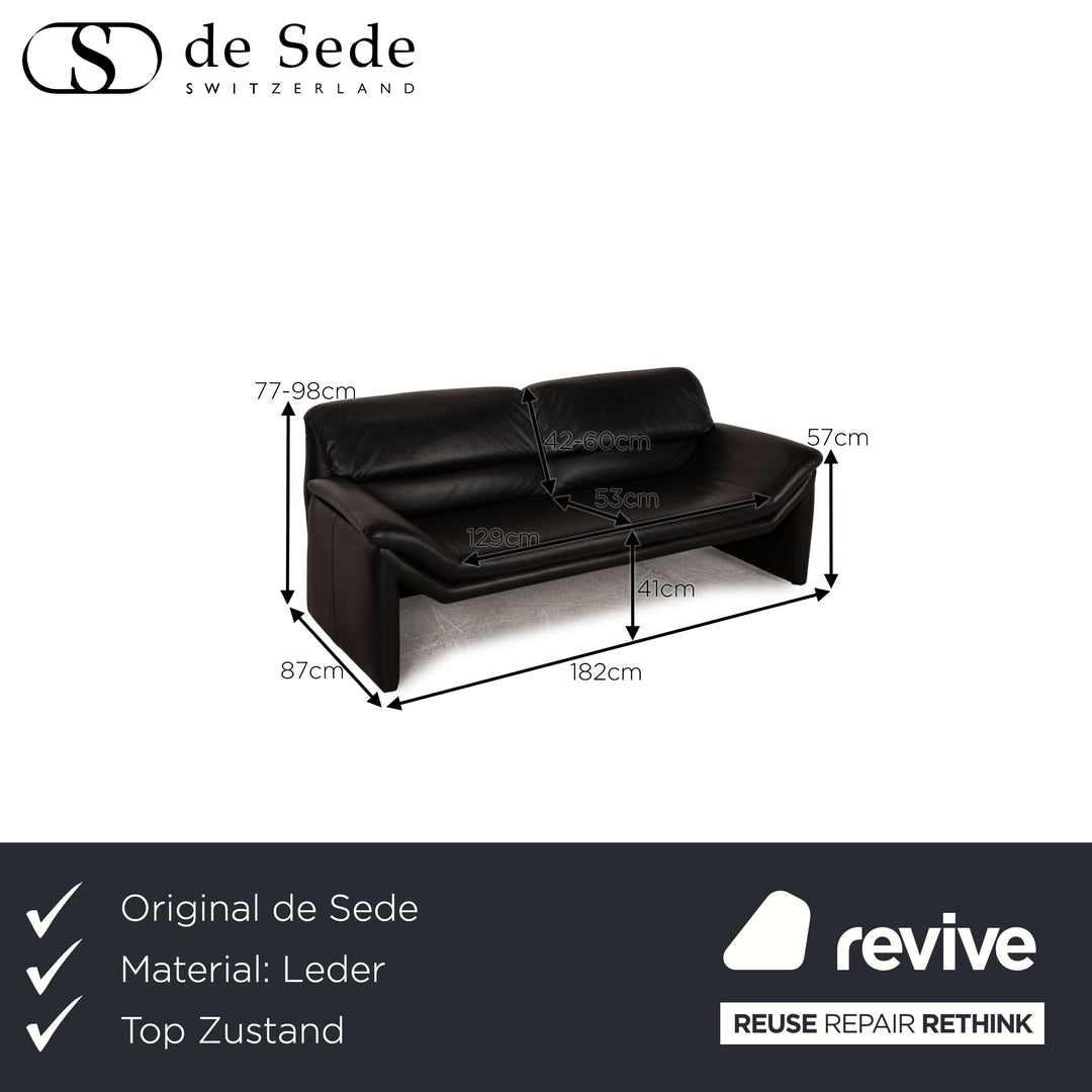 de Sede Hans Kaufeld Leder Sofa Schwarz Zweisitzer Couch Funktion
