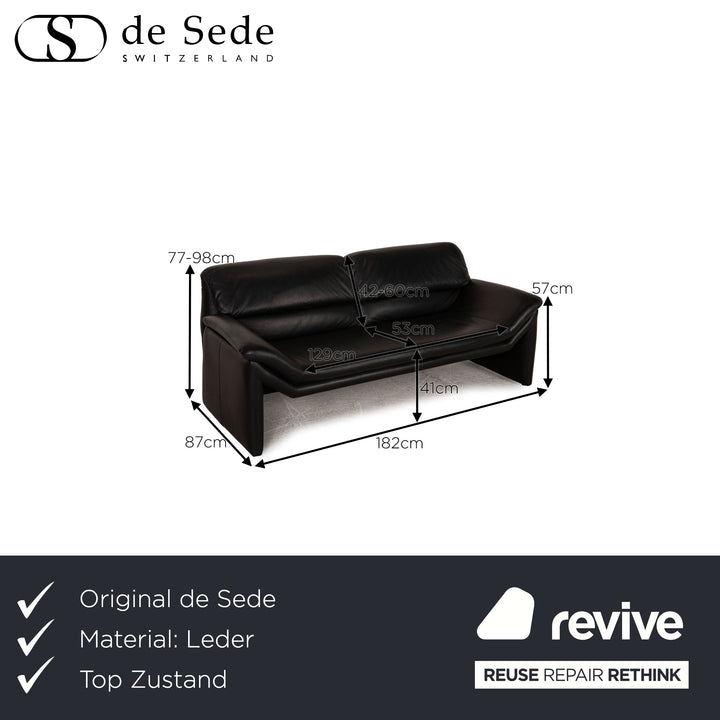 de Sede Hans Kaufeld Leder Sofa Schwarz Zweisitzer Couch Funktion