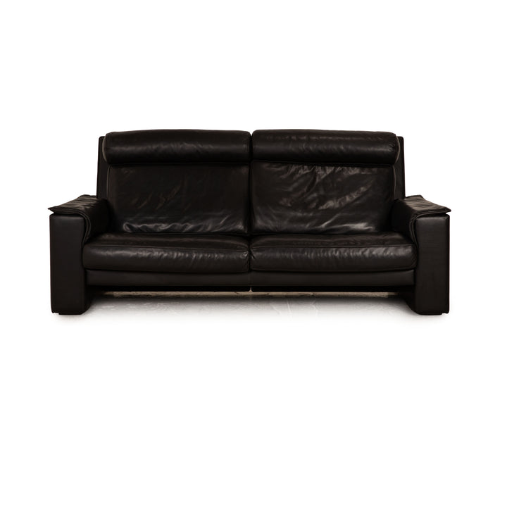 de Sede Leather Three Seater Black Sofa Couch