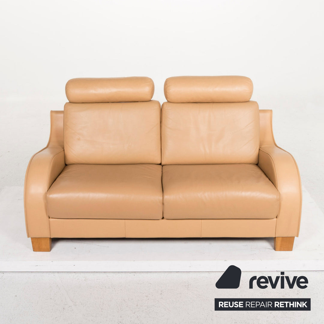de Sede Leder Sofa Beige Zweisitzer Funktion Couch #13035