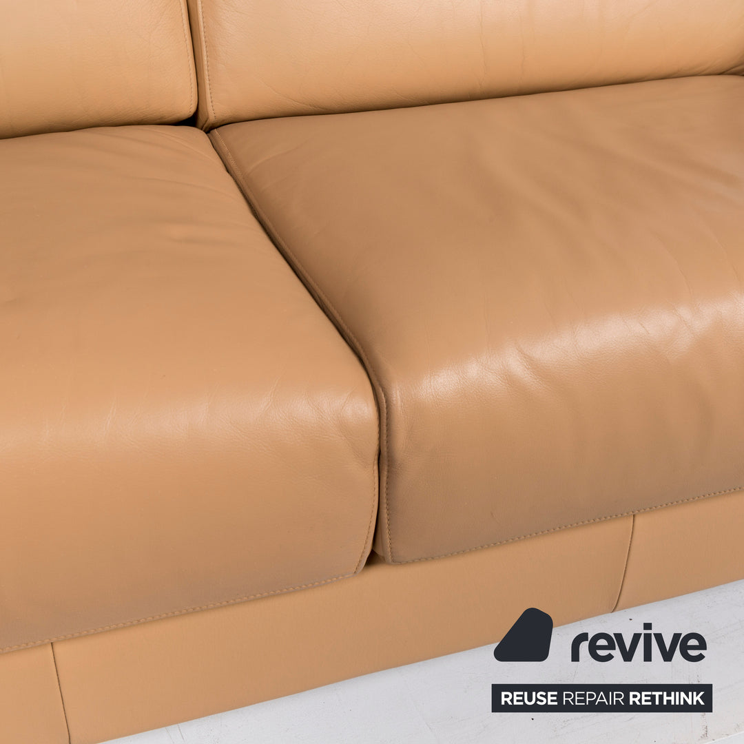 de Sede leather sofa beige two-seater function couch #13035