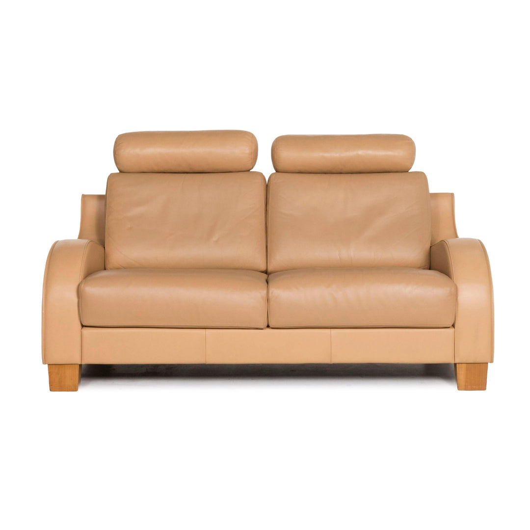 de Sede leather sofa beige two-seater function couch #13035