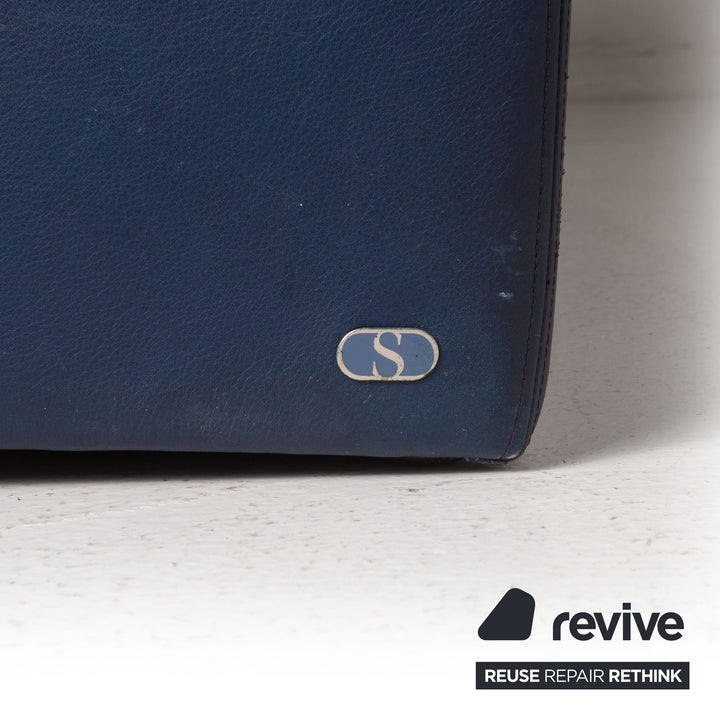 de Sede Leder Sofa Blau Ecksofa Rundecke Couch