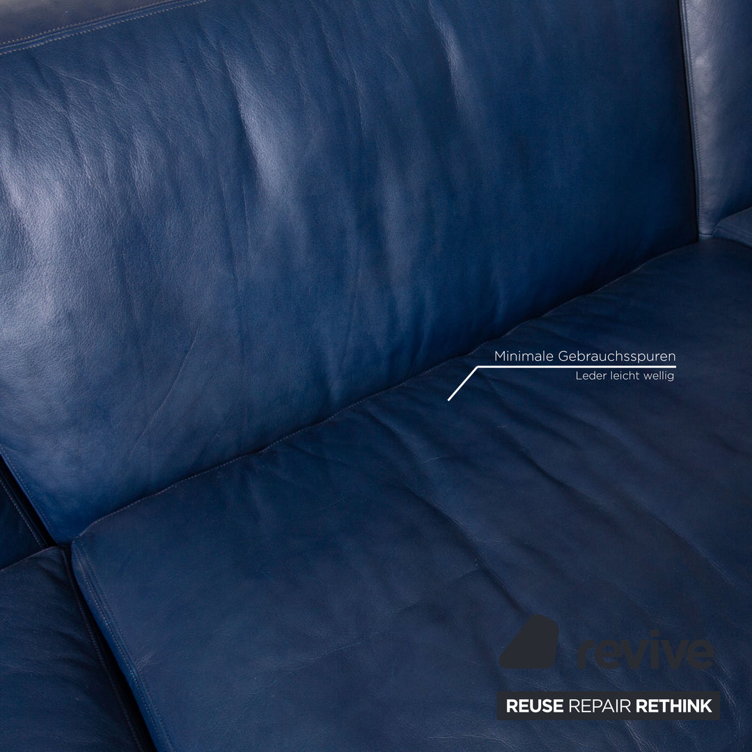 de Sede Leder Sofa Blau Ecksofa Rundecke Couch