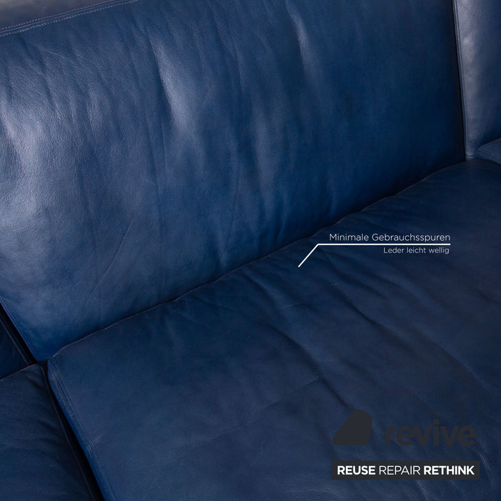de Sede Leder Sofa Blau Ecksofa Rundecke Couch