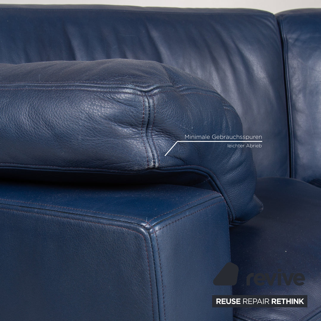 de Sede Leder Sofa Blau Ecksofa Rundecke Couch