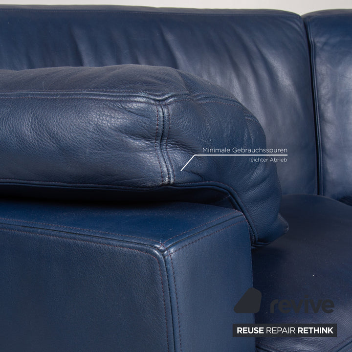 de Sede Leder Sofa Blau Ecksofa Rundecke Couch