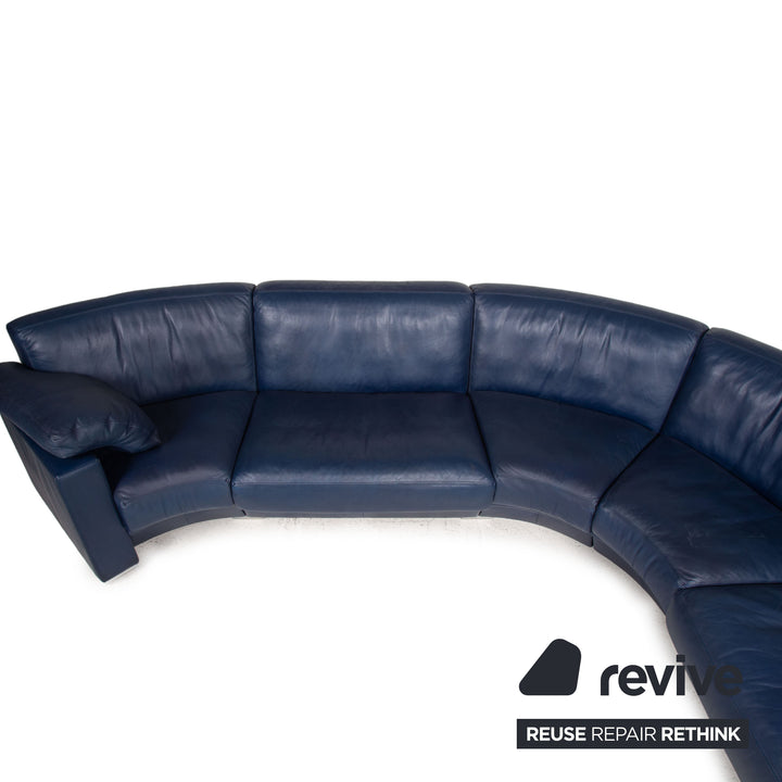de Sede Leder Sofa Blau Ecksofa Rundecke Couch