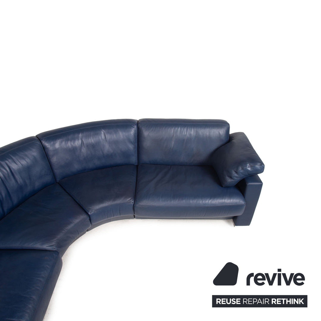 de Sede Leder Sofa Blau Ecksofa Rundecke Couch
