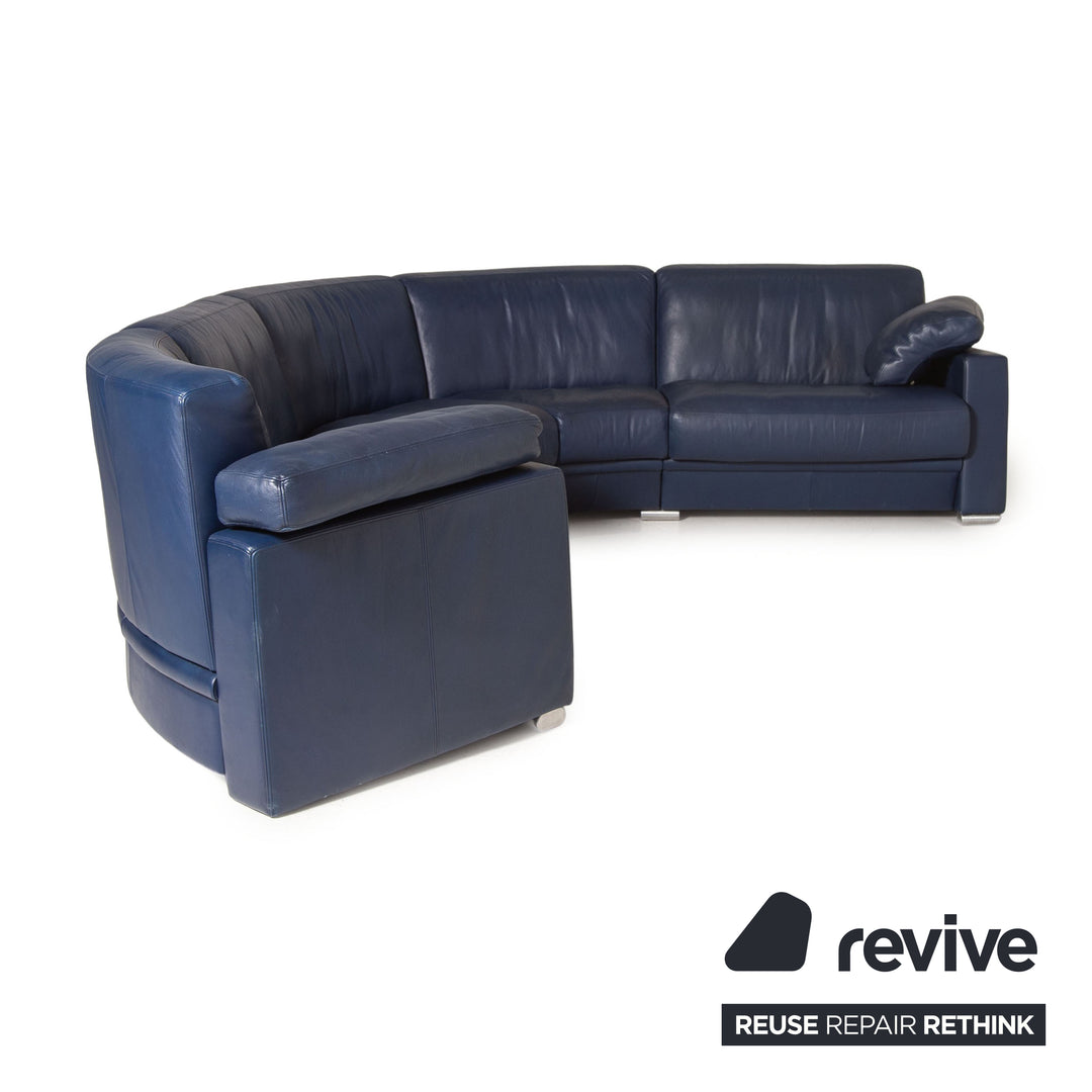 de Sede Leder Sofa Blau Ecksofa Rundecke Couch