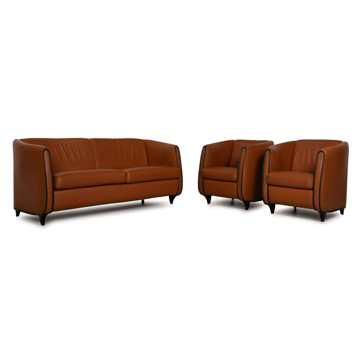 de Sede leather sofa brown two-seater 2xarmchair