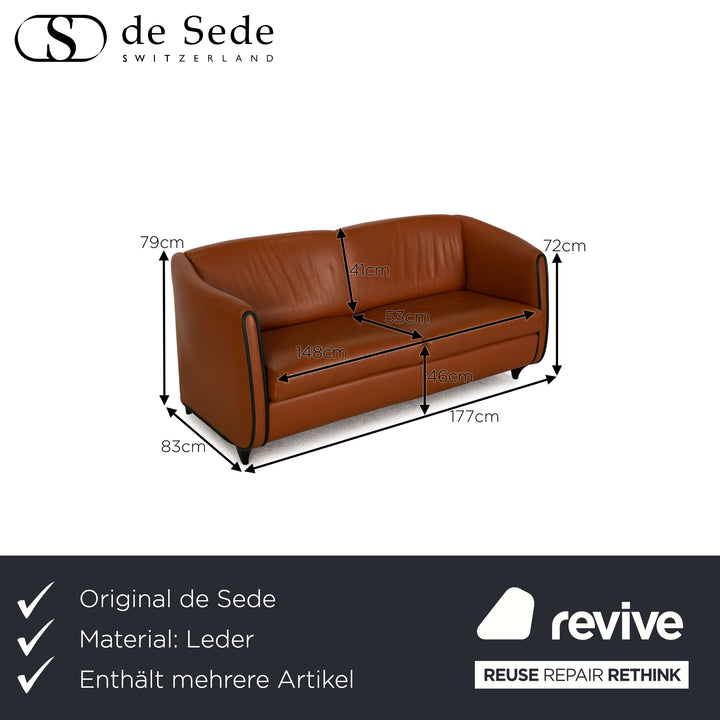 de Sede leather sofa brown two-seater 2xarmchair