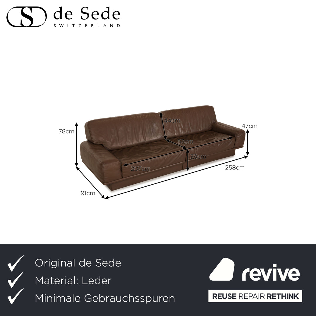de Sede Leather Sofa Dark Brown Four Seater Couch