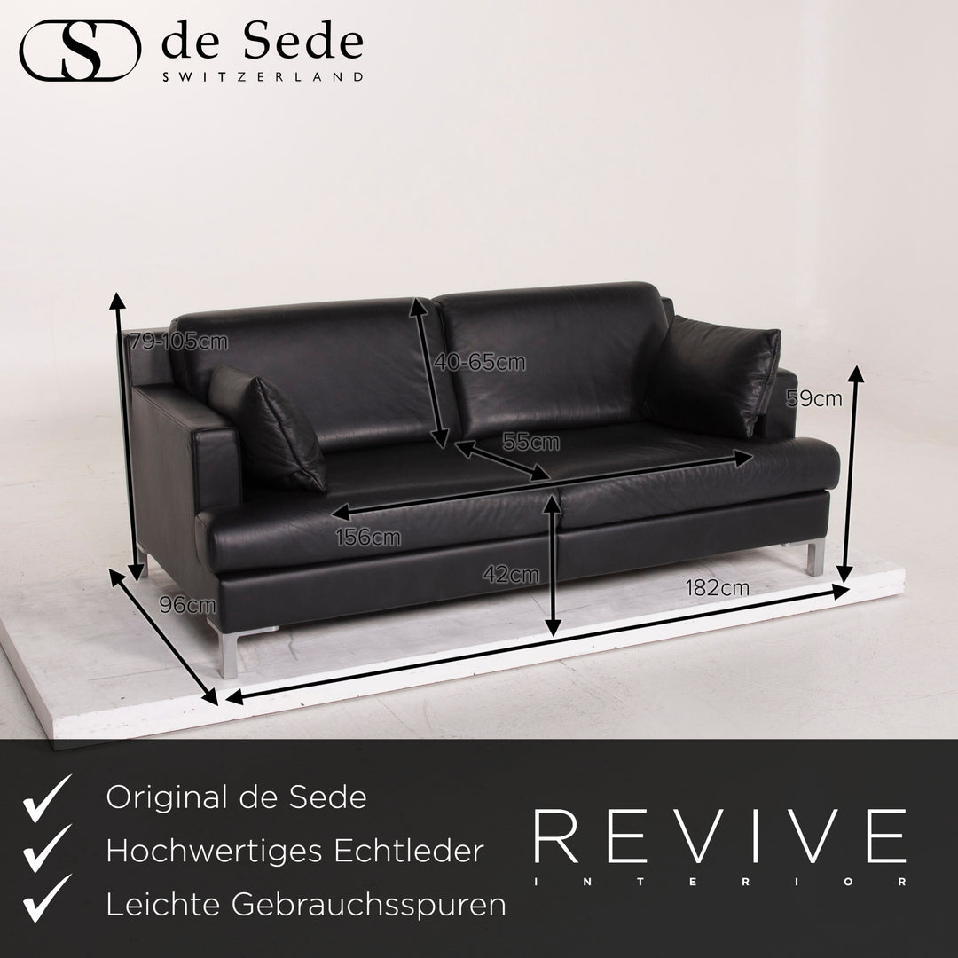 de Sede Leder Sofa Schwarz Zweisitzer #14928
