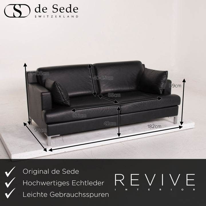 de Sede Leder Sofa Schwarz Zweisitzer #14928