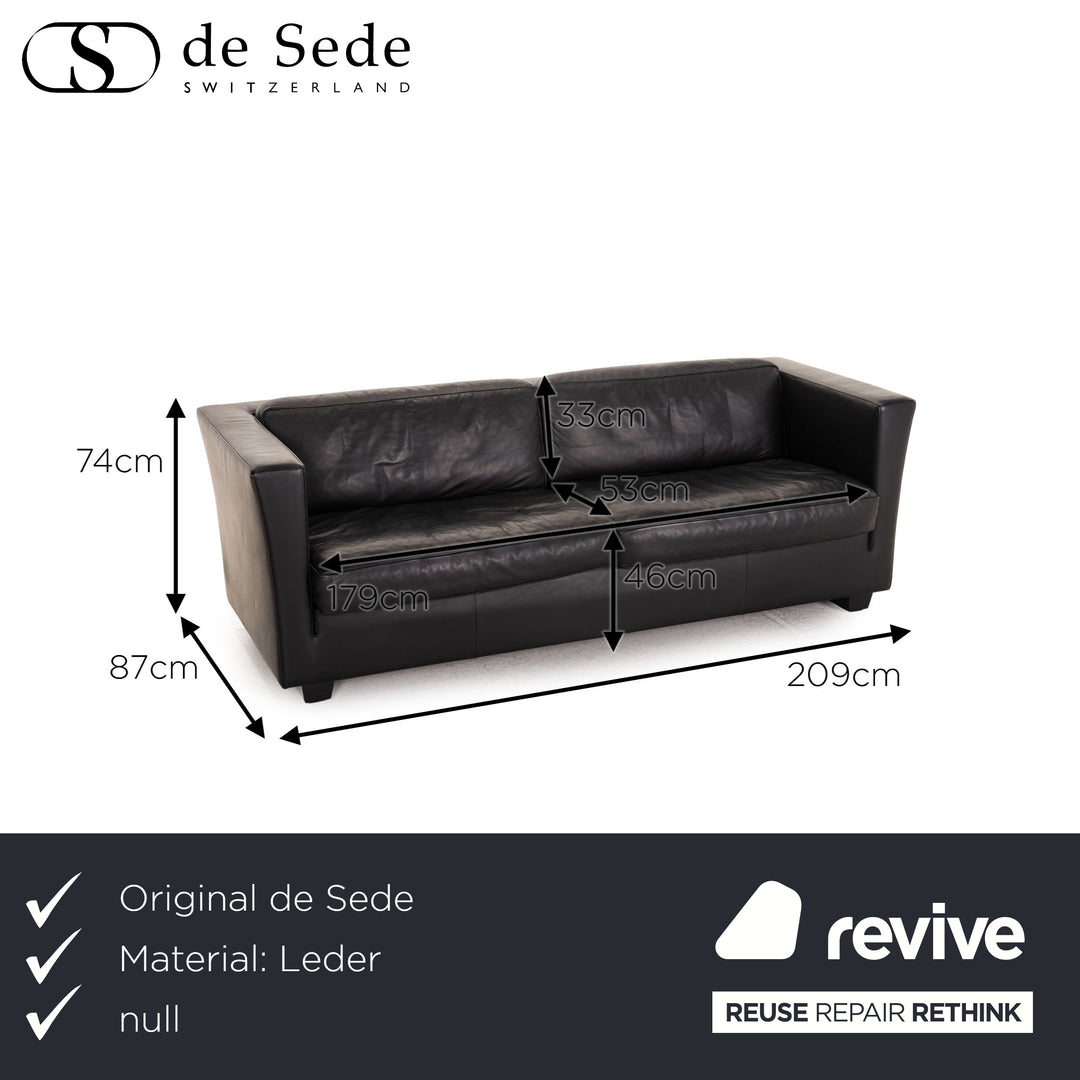 de Sede Lotus leather sofa set black 1x two-seater 1x armchair couch