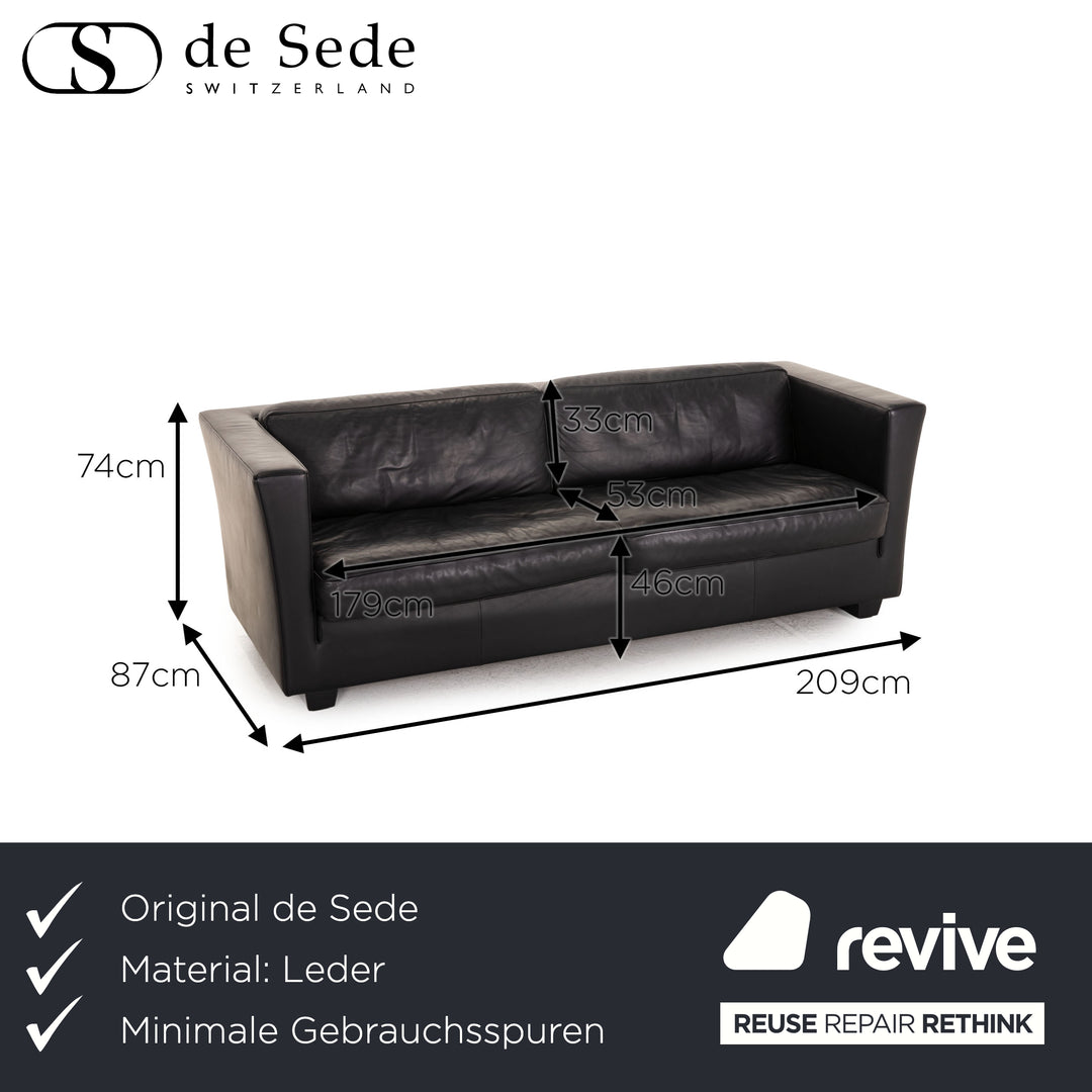 de Sede Lotus Leder Sofa Schwarz Zweisitzer Couch