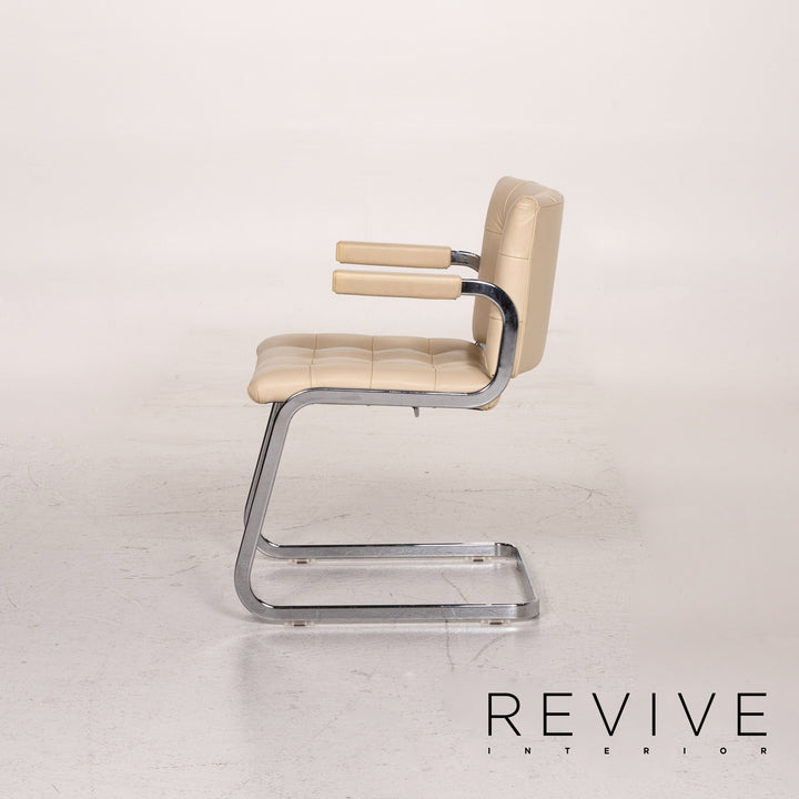 de Sede RH 305 Leder Esszimmerstuhl Garnitur Beige 6x Freischwinger Stuhl #15304