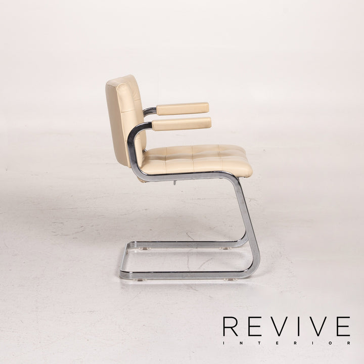 de Sede RH 305 Leder Esszimmerstuhl Garnitur Beige 6x Freischwinger Stuhl #15304