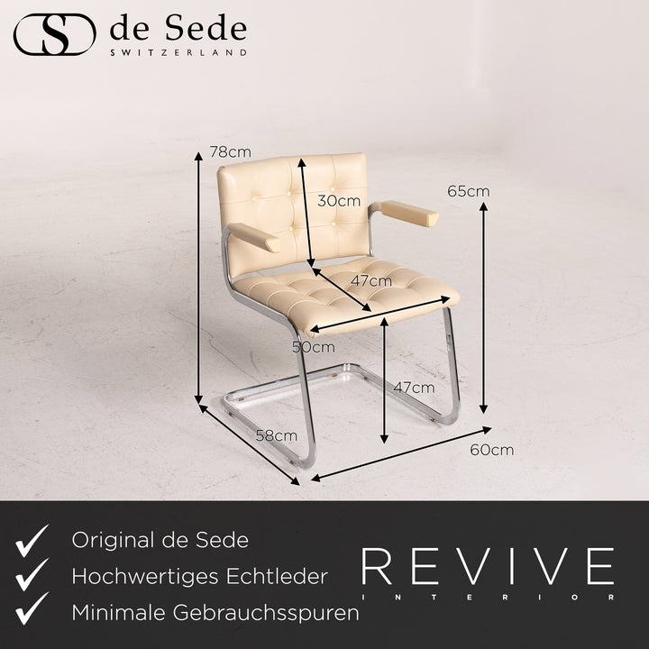 de Sede RH 305 Leder Esszimmerstuhl Garnitur Beige 6x Freischwinger Stuhl #15304