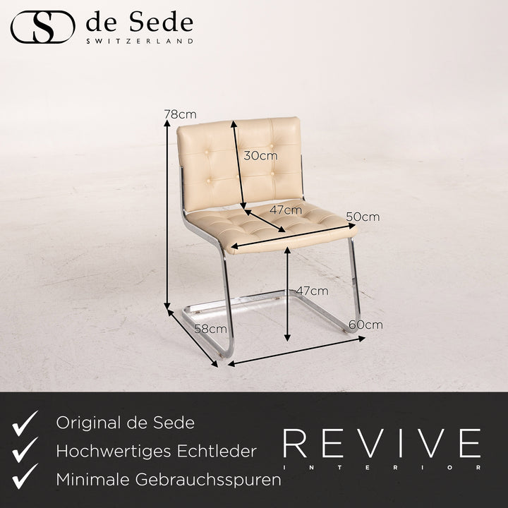 de Sede RH 305 Leder Esszimmerstuhl Garnitur Beige 6x Freischwinger Stuhl #15304
