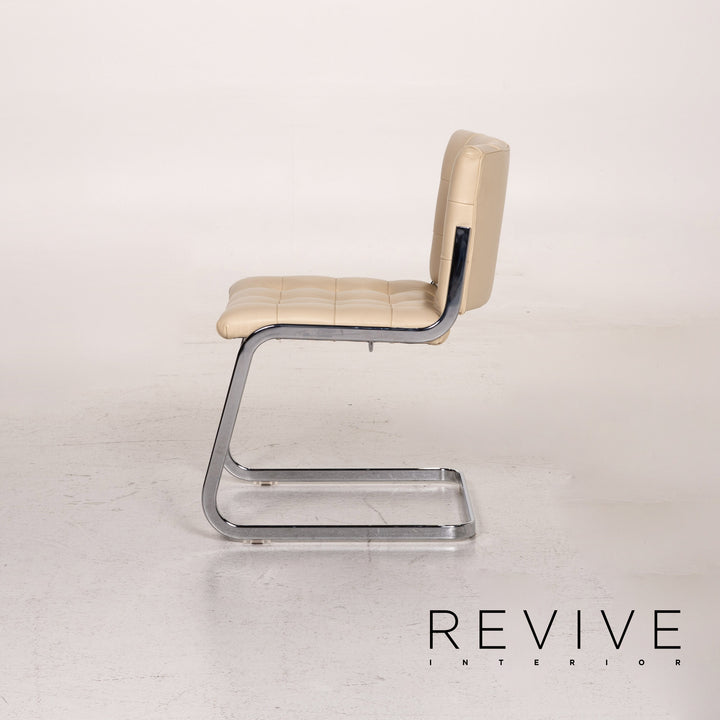 de Sede RH 305 Leder Esszimmerstuhl Garnitur Beige 6x Freischwinger Stuhl #15304