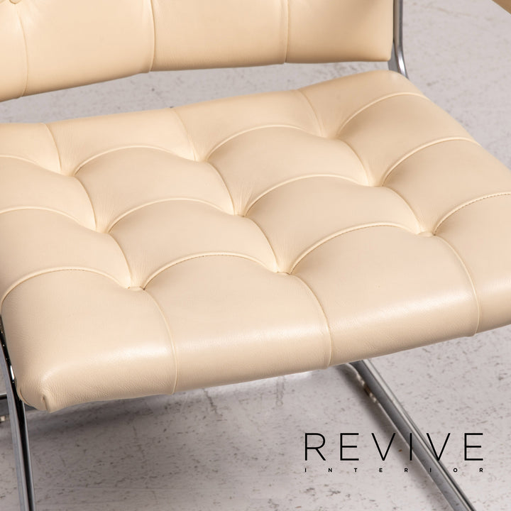 de Sede RH 305 Leder Esszimmerstuhl Garnitur Beige 6x Freischwinger Stuhl #15304