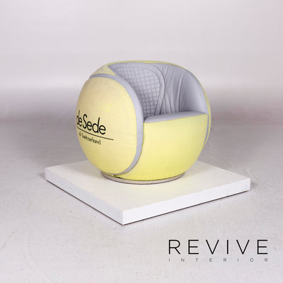 de Sede DS-9100 Tennisball Leder Filz Sessel Gelb Stuhl 1985 WTA Turnier #11065