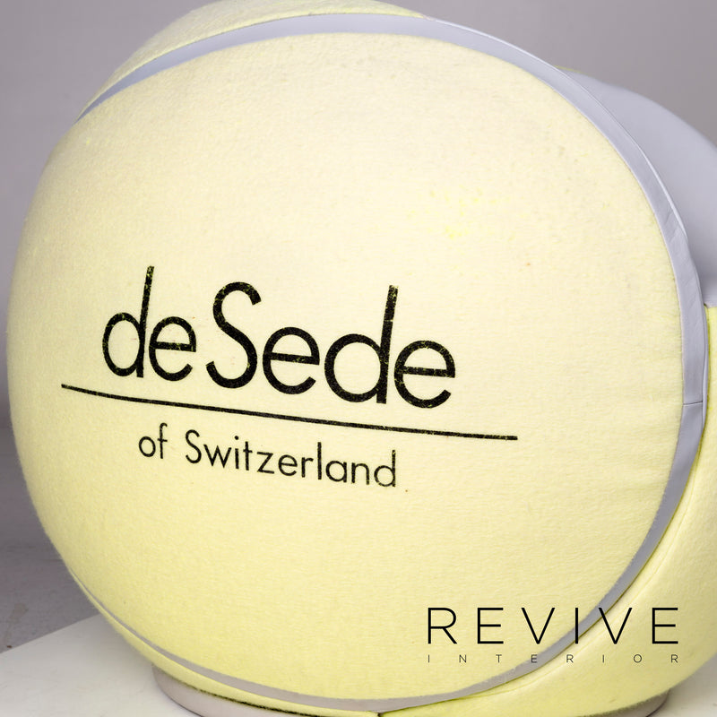 de Sede DS-9100 Tennisball Leder Filz Sessel Gelb Stuhl 1985 WTA Turnier 