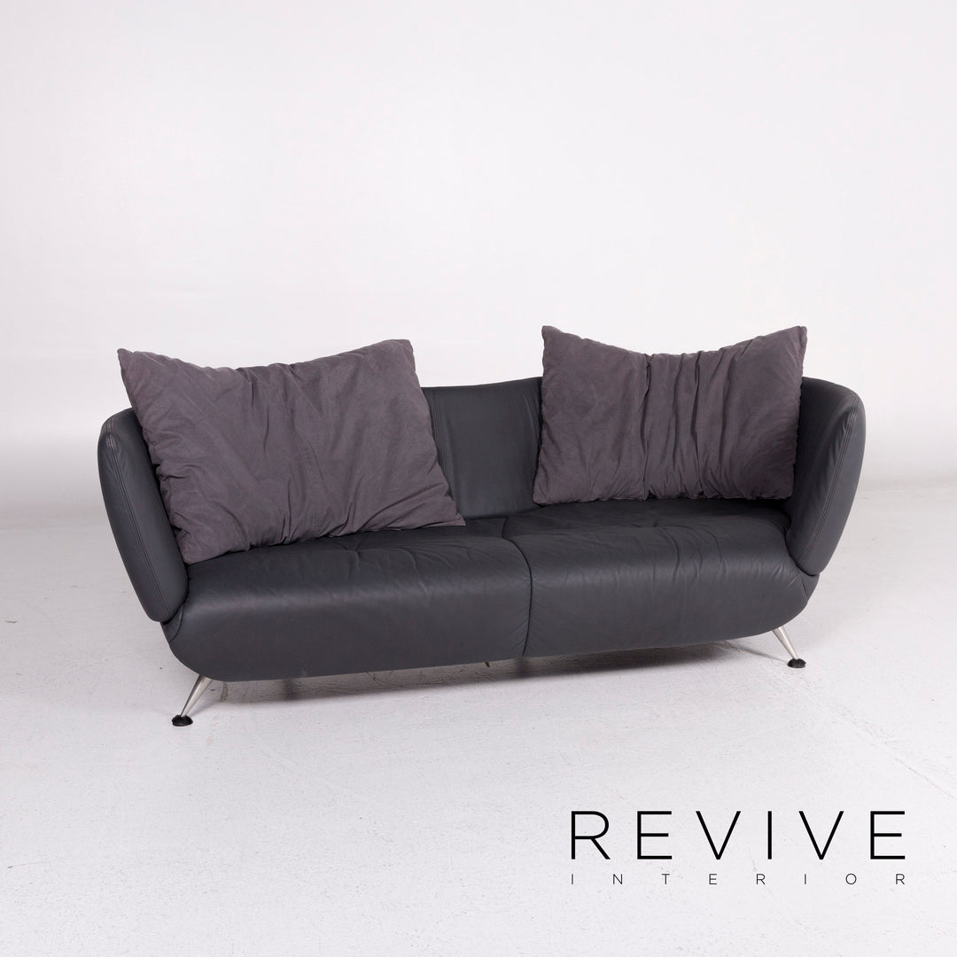 de Sede DS 102 Leder Sofa Grau Zweisitzer Couch #11004