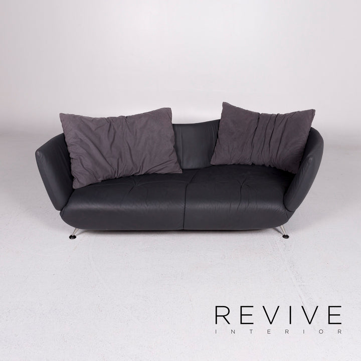 de Sede DS 102 Leder Sofa Grau Zweisitzer Couch #11004