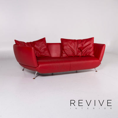 de Sede DS 102 Leder Sofa Rot Dreisitzer Couch #11154