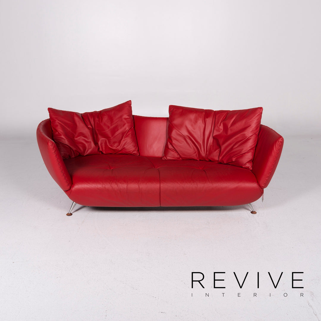 de Sede DS 102 Leder Sofa Rot Dreisitzer Couch #11154