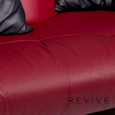 de Sede DS 102 Leder Sofa Rot Weinrot Dreisitzer Couch #11670