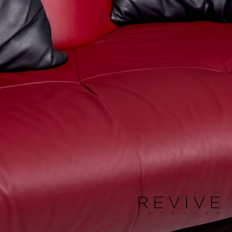 de Sede DS 102 Leder Sofa Rot Weinrot Dreisitzer Couch 